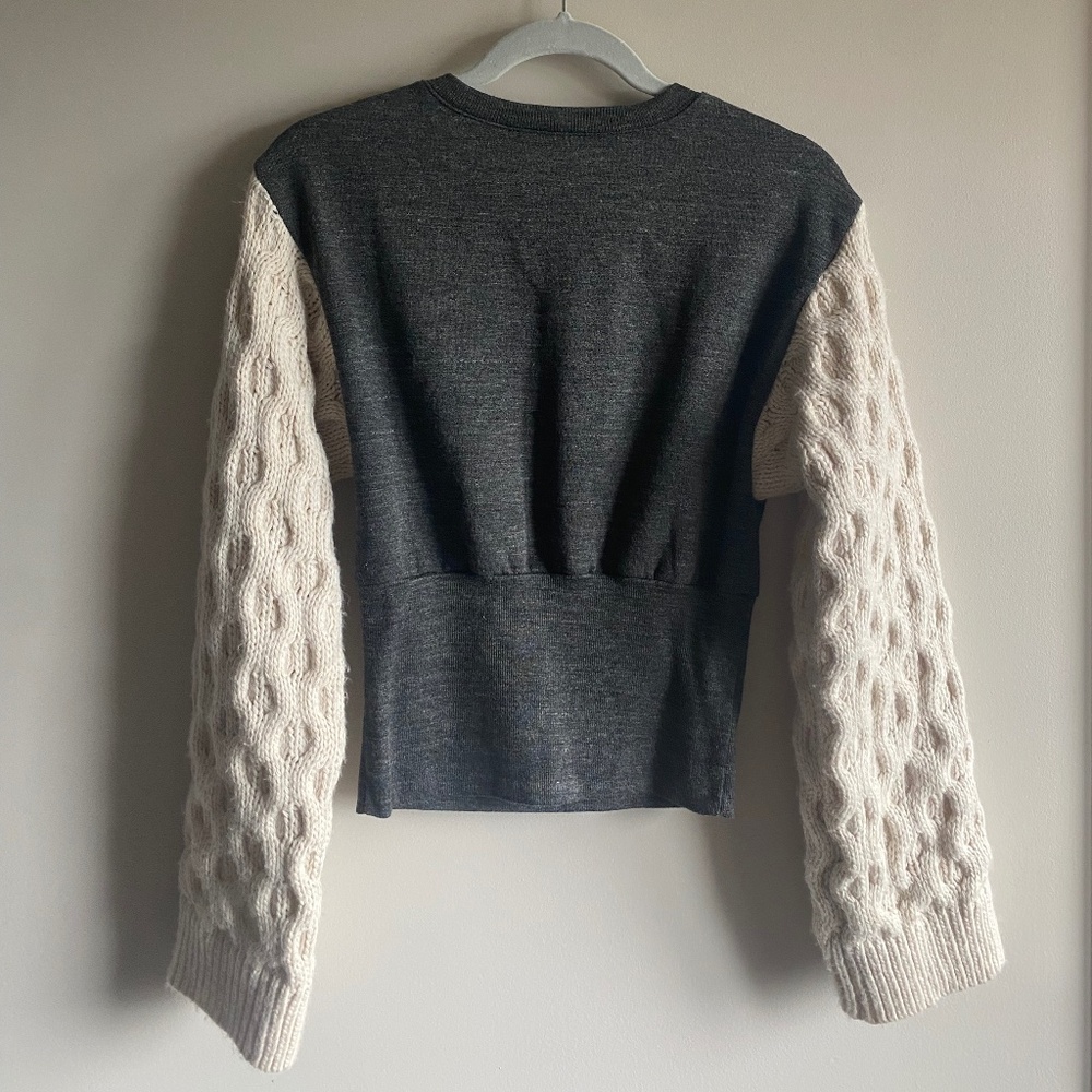 Zara dual tone, chunky knit sleeve cropped sweater